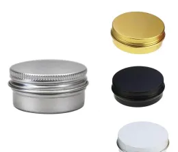 Großhandel 1/2 oz Aluminiumzinngläsern Schraubenkappe Runde Aufbewahrungsbehälter kosmetische Metalldosen leerer Behälter 15ml weiß schwarz Gold Ll