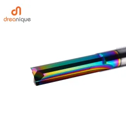 Dreanique 1pc 3.175 4 6 8mm Shank DLC Coatting 2 Flutes Carbide Straight Flute End Mill Bit CNC Milling Tool Slot Milling Cutter