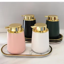 Жидкий мыльный дозатор 1pc с твердым цветом европейской керамический дом портативный душевой гель -шампунь