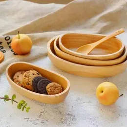 Bowls Wooden Plates Roundness Fruits Dishes Japanese Style Tray Cocina Bread Yemek Tabaklari Dessert Serving