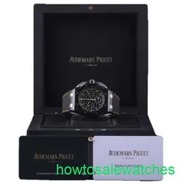 AP Orologio da polso funzionale Royal Oak Offshore Serie 26420ce Black Plate Giallo Ago Giallo Stripe incisa da uomo Automatico Meccanico Orologi 43mm Completa completa