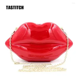 Abendtaschen Trend Persönlichkeit Rote Lippen Modes Messenger -Tasche Acryl Dinnerparty Damen Schulterkupplung