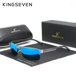 선글라스 킹스벤 (Kingseven)은 남성을 위해 양극화되어 사각형 안경 고글 고품질 스테인레스 스틸 안경을 운전하는 남성 UV400 여성