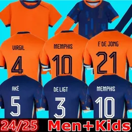 24 25 Niederlande Memphis European Holland Club Soccer Trikots 2024 Euro Cup 2025 Niederländische Nationalfußball -Hemd -Hemd Kids Kit Full Set Home Away Memphis Xavi Gakpo