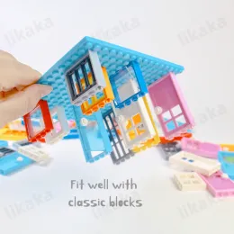MOC City Friends House Door Door Set Blost Blocks Toys Совместимые с классическими архитектурными блоками детали DIY кирпичные игрушки детские игрушки