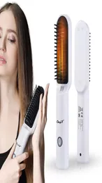 CKEYIN Professional Hair StraightEner Comb Electric Wireless Straightening Beard Brush Men Salon Styling Tool USB充電式2205122731