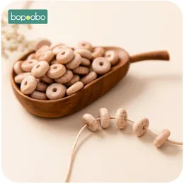 Bopoobo 100/500pc ahşap mini abaküs boncukları BPA ücretsiz kayın bebek Teether DIY emzik zinciri bileziği bebek çıngırak hemşire hediyesi 240407