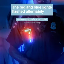 Luce in bicicletta LED LIGHT ROSSO E BLU POLICE LIGHT LIGHT USB USB Ricarica di sicurezza Patrol AVVERTENZA LAMPAGGIO CON CLIP PEN