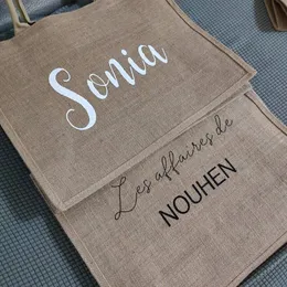 Bolsa de Bolsa de Bolsa de Bolsa Personalizada Bolsa de Brides -Gift Nome Custom Bag Beach Jute Tote Casamento Presente para ela