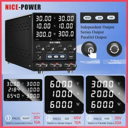 Dual-Channel DC Power Supply Adjustable 3 Channel 30V10A Lab Bench Power Source 60V5A Multiple Output Series Parallel Connection