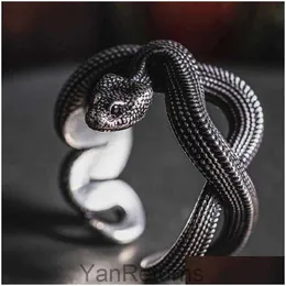 Band Rings Retro Python Rings Vintage Snake Style Ring Punk Gothic Jewelry Drop Delivery Jewelry Ring Dhojb