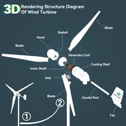 6000W 6KW vindkraftverk 12V 24V 48V 4000W Generator Axis Windmill Energy Sources 3blades MPPT Charge Controller Off Grid Inverterare