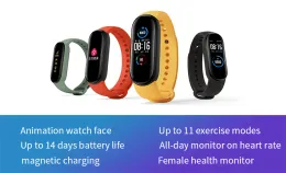 リストバンドXiaomi Miバンド5スマートブレスレット4カラータッチスクリーンMiband 5リストバンドフィットネストラックハートレートモニター水泳スポーツスマートバンド