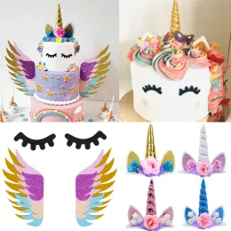 Rainbow Unicorn Cake Topper Browashs Unicorn Rogs Tort Birthday Toppers na baby shower jednorożca imprezowy tort