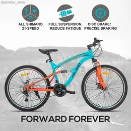 26 Inch Mountain Bike 21 Speed Dual Disc Brake Bicycle for Men