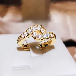 Cluster Rings Europe And The United States Simple Zircon Geometric Opening Ring Fashion S925 Silver Yellow Gold For Women's High-grade