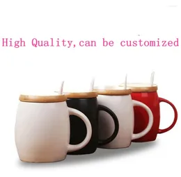 Kubki 414 ml Kreatywne ceramiczne filiżanki wody porcelanowe kubek do kawy z bambusową osłoną i łyżką
