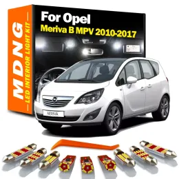 MDNG 11PCS CANBUS LED VAUXHALL OPEL MERIVA B MPV 2010-2017 LED 전구 없음 오류 자동차 액세서리 용 내부 돔지도 조명 키트
