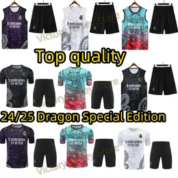 24 25 Chinese Dragon Real Madrids Tracksuit Special Edition Kort ärm Training Shirt Vini Jr Bellingham 2024 2025 Men Soccer Training Camavaa Football Shirt