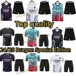 24 25 Dragon cinese Real Madrids Traccettazione Speciale Edizione Speciale Shirt di allenamento a maniche corte Vini Jr Bellingham 2024 2025 Uomini Soccer Allenamento CamaVila Shirt calcis