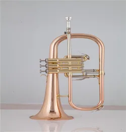 BB Tune Flugelhorn Rose Brass Lacquer Metal 도금 트럼펫 악기가있는 마우스 피스 케이스 Golves8119910