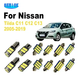 Sewick 13pcs Canbus Nissan Tiida C11 C11 C12 C13 2005-2016 2017 2018 2019 자동차 LED 인테리어 돔지도 트렁크 라이트 키트