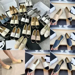 Tasarımcı Loafers kadın espadriles yuvarlak ayak parmağı kalın taban gerçek deri rahat ayakkabılar kuzu derisi yaz bahar lüks tuval ayakkabı eu34-42 rahat düz ayakkabılar