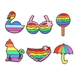 레인보우 LGBT 브로치 만화 하트 깃발 양 마우스 에나멜 핀 레즈비언 게이 프라이드 배지 애호가 옷 옷깃 핀 선물 41 색