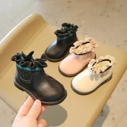 Sneakery zwykłe płaskie buty Baby Girl Botows 1 do 3 lata falbany maluch dziewczyna zimowe buty ciepłe noworodki botas bebe e11201
