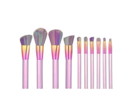 Make -up -Bürsten 10 PCs Professionelle Make -up -Pinsel -Set Synthetic Foundation Lidschatten Pinsel Hellgrün transparent Griffe Brushes9858564