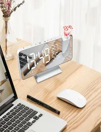 LED Digital Smart Alarm Clock Watch for Bedroom Table Clocks Electronic سطح المكتب USB على مدار الساعة مع 180 درجة وقت الإسقاط SNOOZE2734830