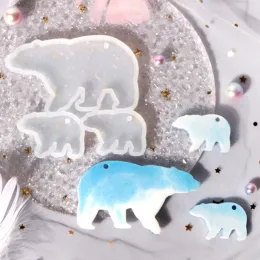 DIY Polar Bear Owl Keychain Animal Silicone Molde Diy Ornamentos de jóias pendentes molde de criação de jóias para presente de dia dos namorados