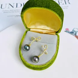 Stud Earrings XX Pearl Fine Jewelry Solid S925 Round 9-10mm Nature Sea Water Tahiti Pearls For Women Presents