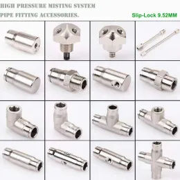 Heman High Pressure 3/8 "9.52mm gränssnitt Slip Lock Snabbkontakt Tee Elbow Straight Joint Munsting Sitt misting System Beslag