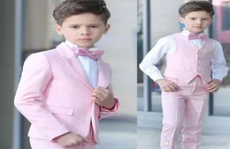 Pink Boys Terno Dinner Tuxedos Wedding Pico Lapel Boy Formal User Suits para Blazers de Blazers Prom Custom Made JacketsPantsBow4101751