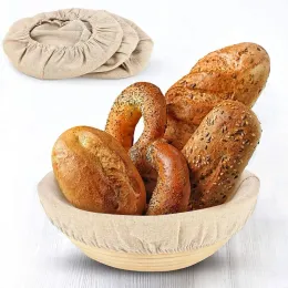 Round Bread Proofing Basket, Cloth Liner, Sourdough Banneton, Natural Rattan Baking Dough Basket Cover, 9 in, 10in