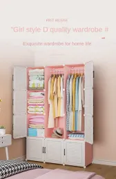 Kleiderschrank Haushaltsschlafzimmermöbel für Organizer Rack Mehrschichtiger Lagerschränke mit hoher Kapazitätsschränke Einfachheit zusammenklappbarer Schließfach