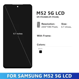 Çerçeveli Samsung M52 5G ekran için AMOLED için, Samsung M526 M526B Dokunmatik Ekran Dijital Montaj Değiştirme için LCD Ekran