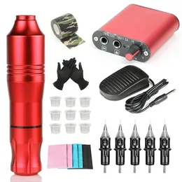 Professionelle Tattoo -Maschine Set Rotary Pen Kit Netztes Nadel Ink DC Schnittstelle Waffen Make -up Komplett 240327