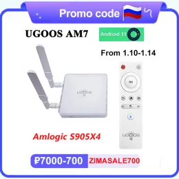 Box ugoos am7 amlogic s905x4 smart android 11 tv box ddr4 4gb ram 32gb rom rom 6 1000m lan bluetooth 5.0 4k hd media player player player player player player player