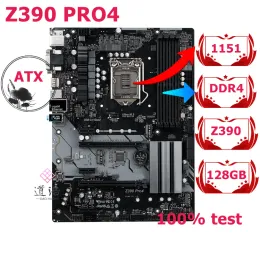 Asrock 용 마더 보드 Z390 Pro4 Motherboard 128GB M.2 LGA 1151 DDR4 ATX Z390 메인 보드 100% 테스트 완전 작업