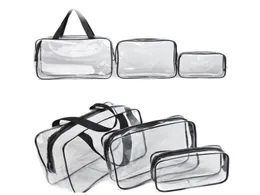 PVC Travel Transparent Cases Clothes toalettartiklar förvaringsväska BOX Bagage Handduk Luftväska Pouch Zip Bra Cosmetics Organizer 3PCSSet7664971