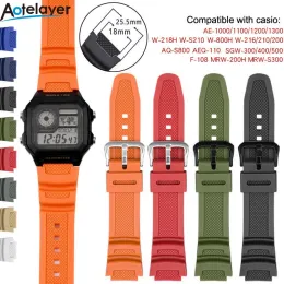 18mm Gummi-Dedizierter Uhrengurt für Casio AQ-S810W SGW-400H W-800H AE-1000W F-108WH W215 MRW-200H AEQ-110W Uhren-Band-Backband