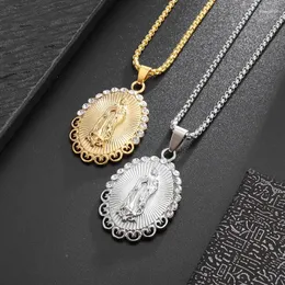 Pendant Necklaces Catholic Virgin Of Guadallupe Statue Zircon Necklace Men And Women Religious Amulets Jewelry Accessories