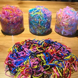 190-1000pcs coloridos pequenos faixas de cabelo descartáveis Scrunchie Girls Elastic Rubber Band Ponytail Hair Accessories