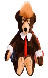 60cm 도널드 트럼프 베어 플러시 장난감 쿨 미국 대통령 곰 컬렉션 인형 인형 장난감 어린이 소년 LJ2011262094976