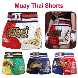 Muay Thai Shorts Top Quality Fight Kickboxing MMA Decorative Embroidery Breathable Durable Elastic for Sports Supplies