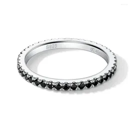 Clusterringe 1,4 mm schwarzer Moissanit -Ring S925 Sterling Silber Ehering für Frauen 18k Weißgold Labor Labor Diamant Fein Schmuck