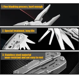 Multi-Tool Pocket Knife-tång Fällbar mini Portabel Fold Outdoor Tactical Hunting Survival Rescue Multivera reparationsverktyg