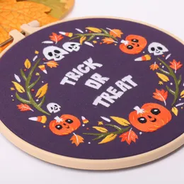 Huacan Halloween Pumpkin Borderys Starter Kit Diy Cross Stitch Conjunto para Beginner Printing Art Craft Decor Decor Gift Gift